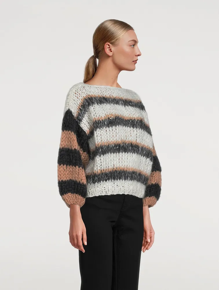 Big Mohair-Blend Sweater Multicolour Stripe