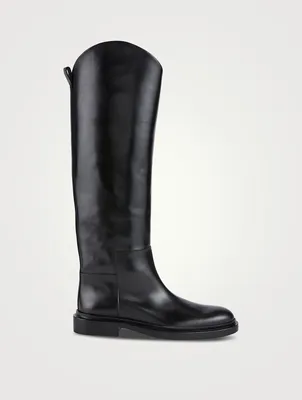 Leather Knee-High Riding Boots
