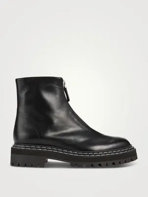 Pipe Leather Ankle Boots