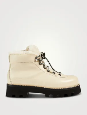 Shearling-Lined Leather Hiking Boots