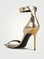 Uma Embossed Metallic Leather Sandals