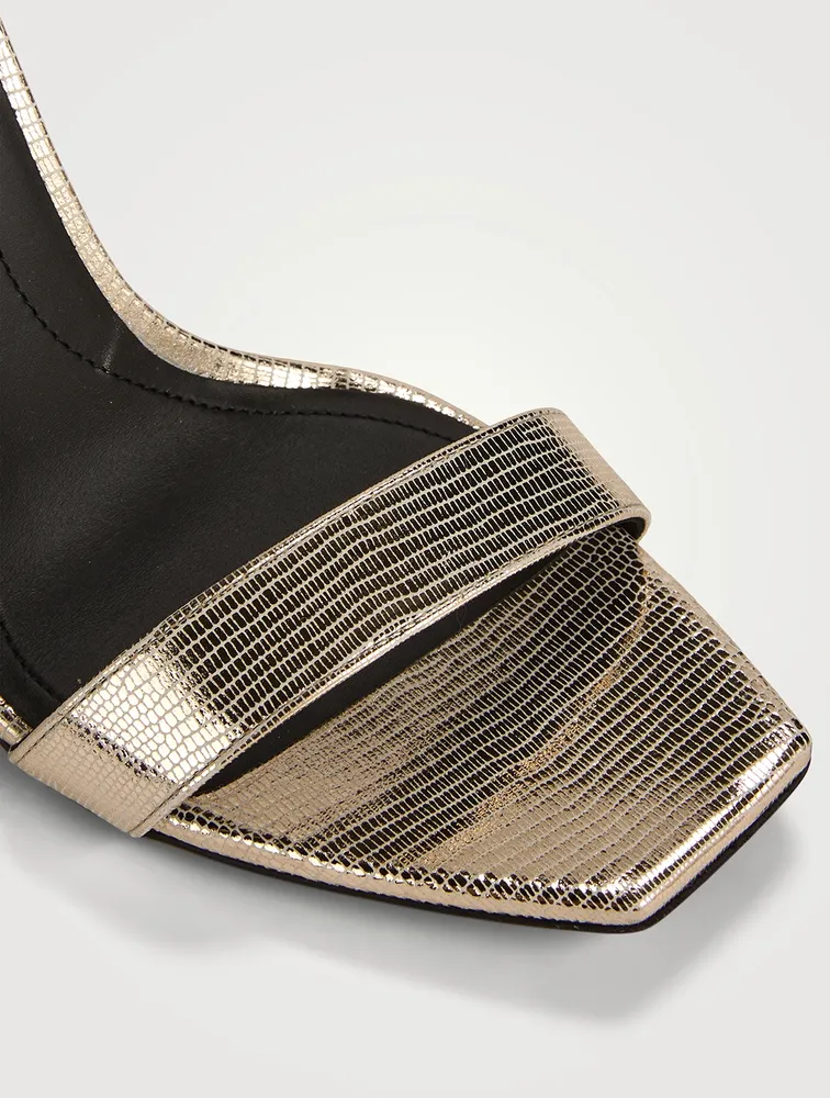 Uma Embossed Metallic Leather Sandals
