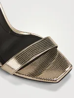 Uma Embossed Metallic Leather Sandals