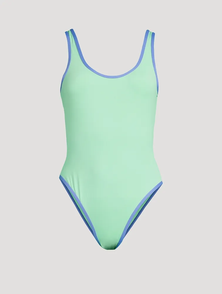 Piped Scoop One-Piece Swimsuit
