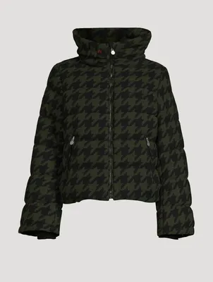 Flare Down Jacket Houndstooth Print