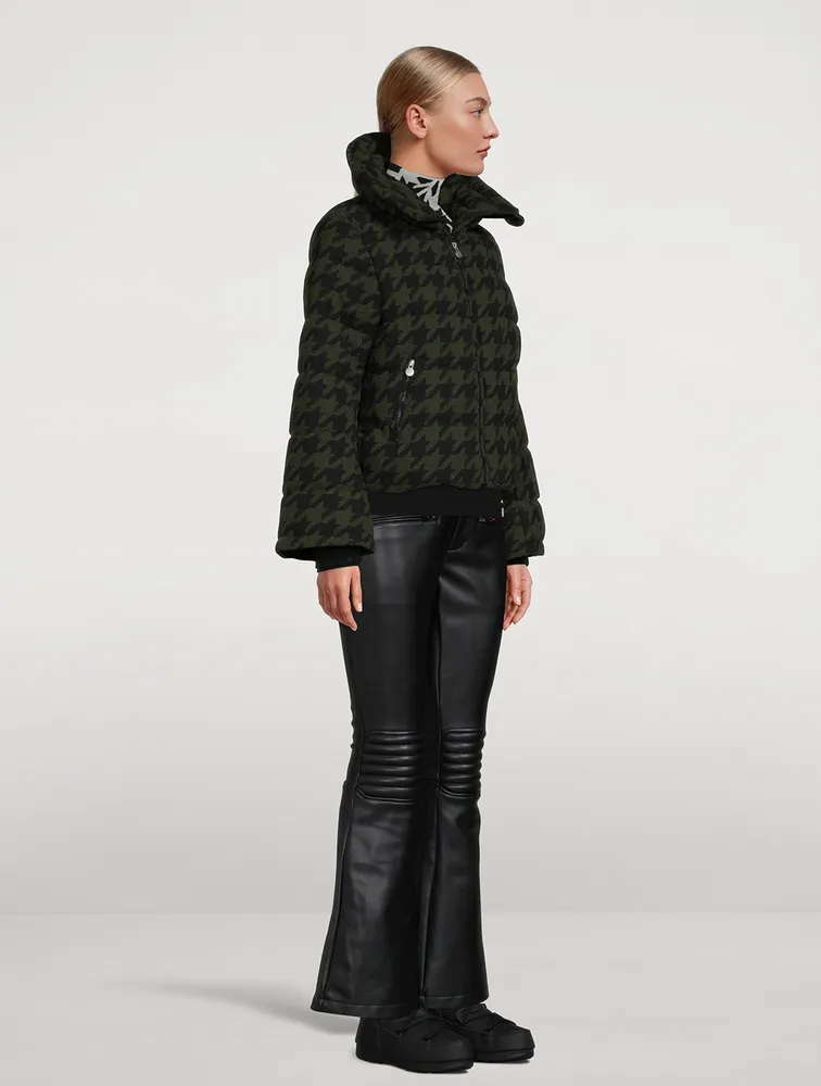Flare Down Jacket Houndstooth Print