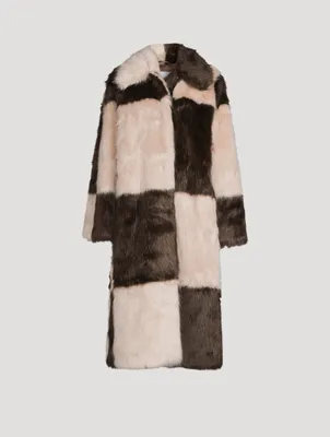 Nino Faux Fur Coat Check Print