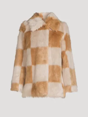 Nani Faux Fur Coat Check Print