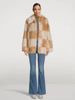Nani Faux Fur Coat Check Print
