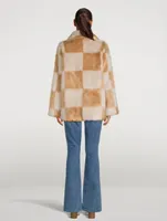 Nani Faux Fur Coat Check Print