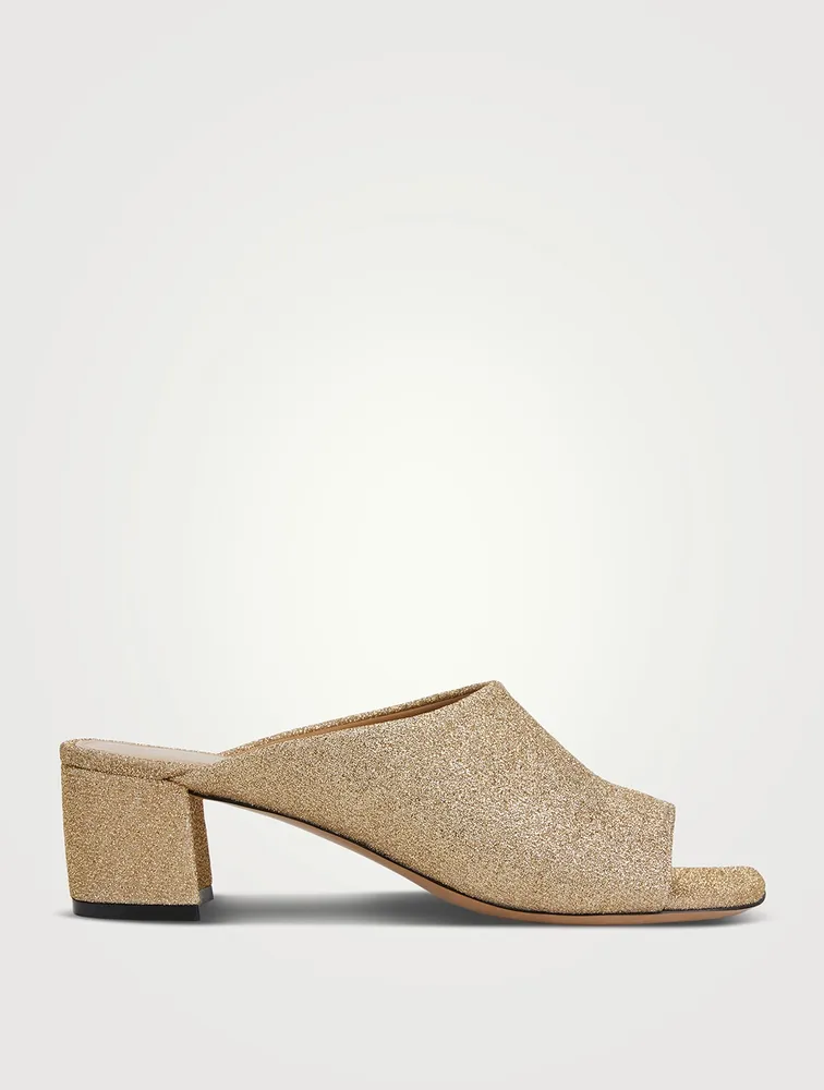 Fabric Heeled Mules