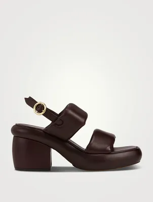 Puffy Leather Slingback Sandals