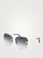 Panthère De Cartier Square Rimless Sunglasses