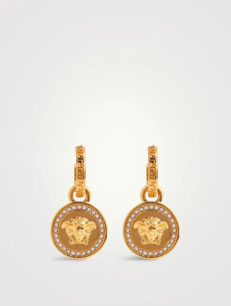 Greca And Medusa Drop Earrings With Crystals