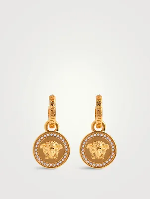 Greca And Medusa Drop Earrings With Crystals