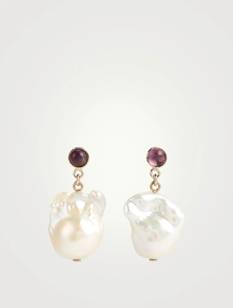 Darcey Pearl Earrings With Amethyst