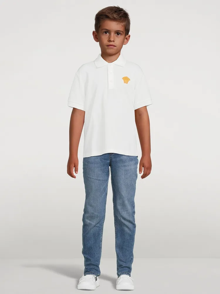 Medusa Embroidered Polo Shirt