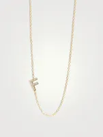 Love Letter 14K Gold F Pavé Diamond Necklace