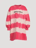 Cotton Long-Sleeve Dress Tie-Dye Print