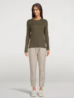 Cotton And Cashmere Ribbed Long-Sleeve T-Shirt