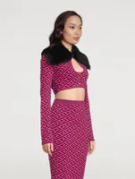 La Greca Cut-Out Cropped Cardigan