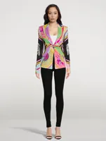 Stretch-Silk Blazer I Ventagli Print