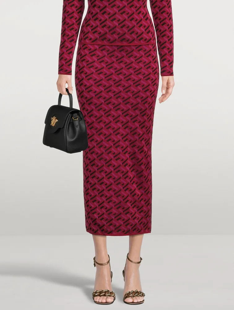 La Greca Jacquard Pencil Skirt