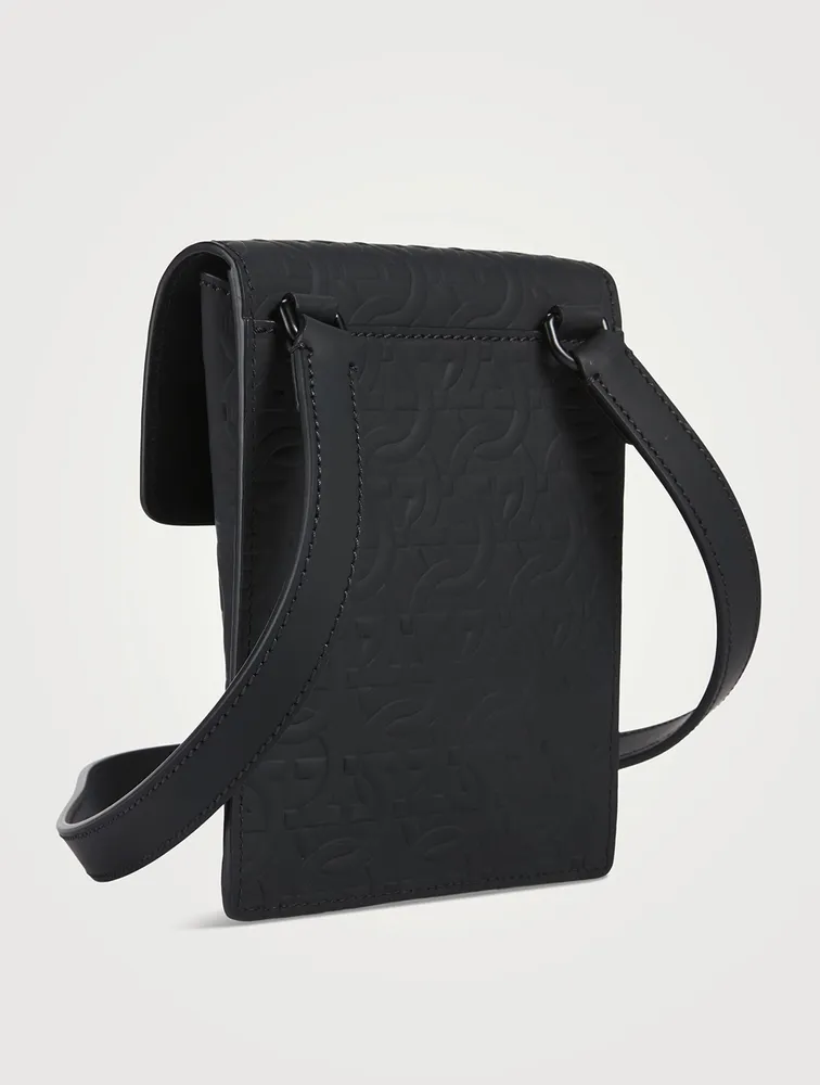 Gancini Embossed Leather Crossbody Phone Case