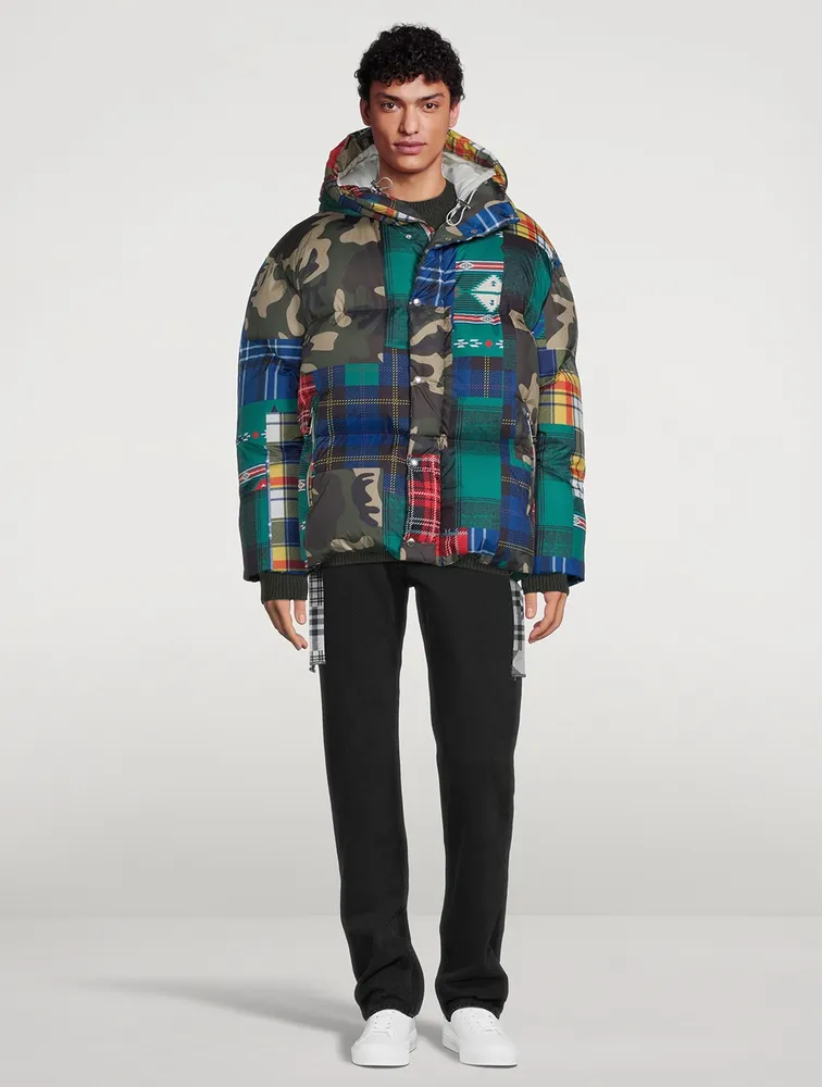 Khrisman Down Puffer Jacket Camo Check Print