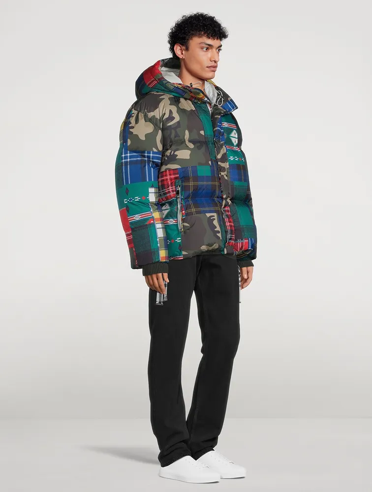 Khrisman Down Puffer Jacket Camo Check Print