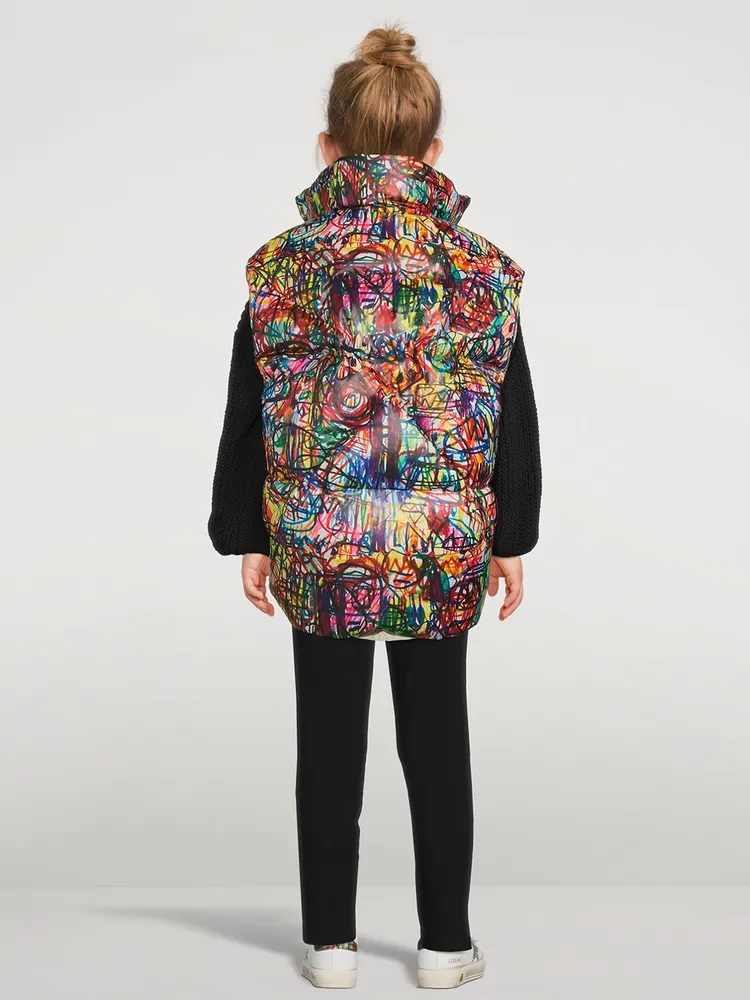 Kids Graffiti Crayon Down Puffer Vest