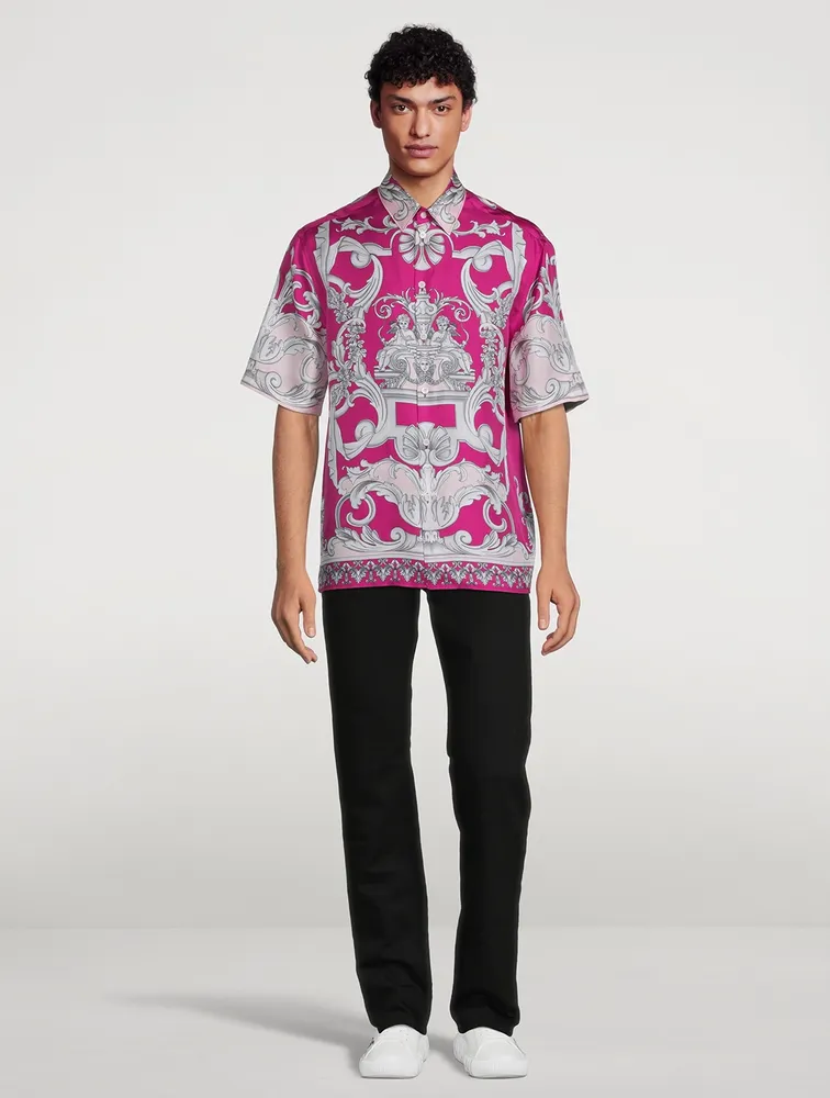 Baroque Silk Short-Sleeve Shirt