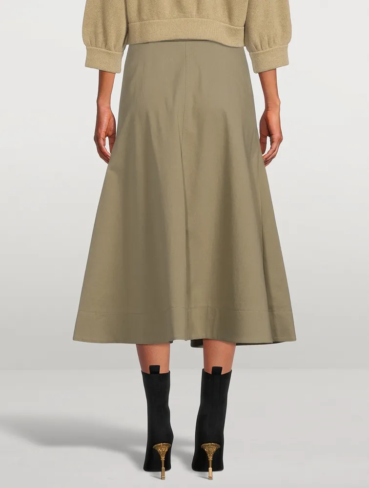 Belted Button Front Midi Skirt
