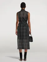 Silk Crêpe Shirt Dress Windowpane Print