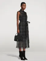 Silk Crêpe Shirt Dress Windowpane Print