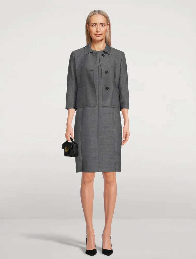 Double-Face Wool-Blend Sheath Dress