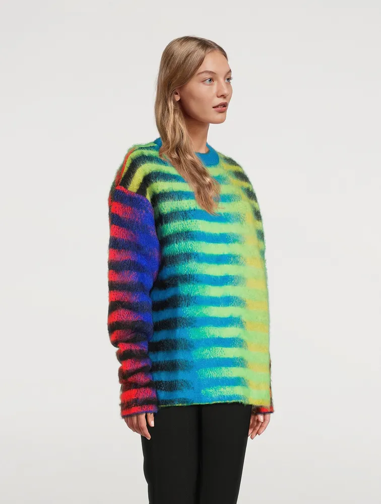 Mohair-Blend Multicolour Striped Sweater