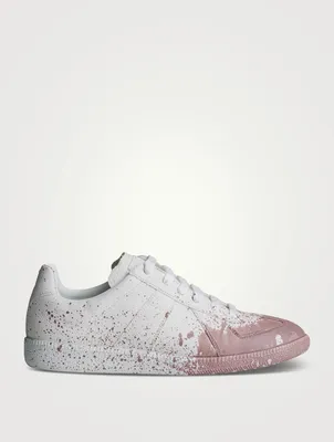 Replica Paint Splatter Leather Sneakers