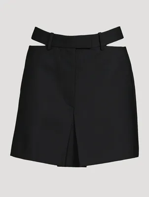 Wool Slash Mini Skirt