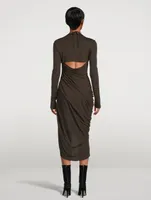 Long-Sleeve Halter Dress