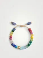 Beaded Bracelet With Light Rainbow Gemstones And 14K Yellow Gold