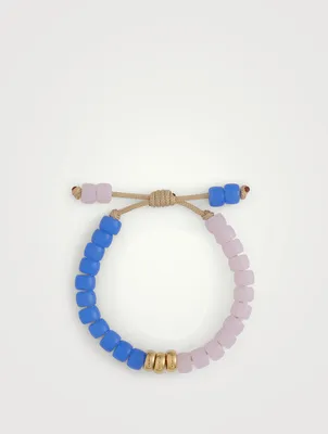 Beaded Bracelet With Half And Half, Pink And Lavender Moonstone And 14K Yellow Gold