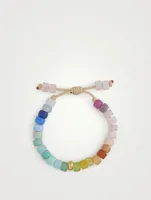 Beaded Bracelet With Bright Pastel Rainbow Gemstones And 14K Yellow Gold