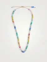 Beaded Necklace Necklace Pastel Rainbow Gemstones And 14K Yellow Gold