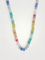 Beaded Necklace Necklace Pastel Rainbow Gemstones And 14K Yellow Gold