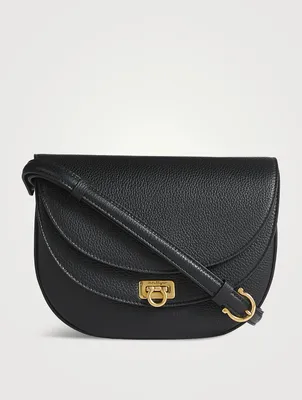 Gancini Leather Saddle Bag