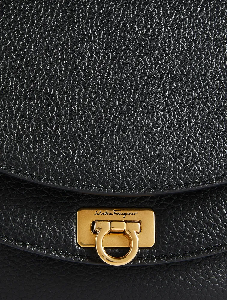 Gancini Leather Saddle Bag