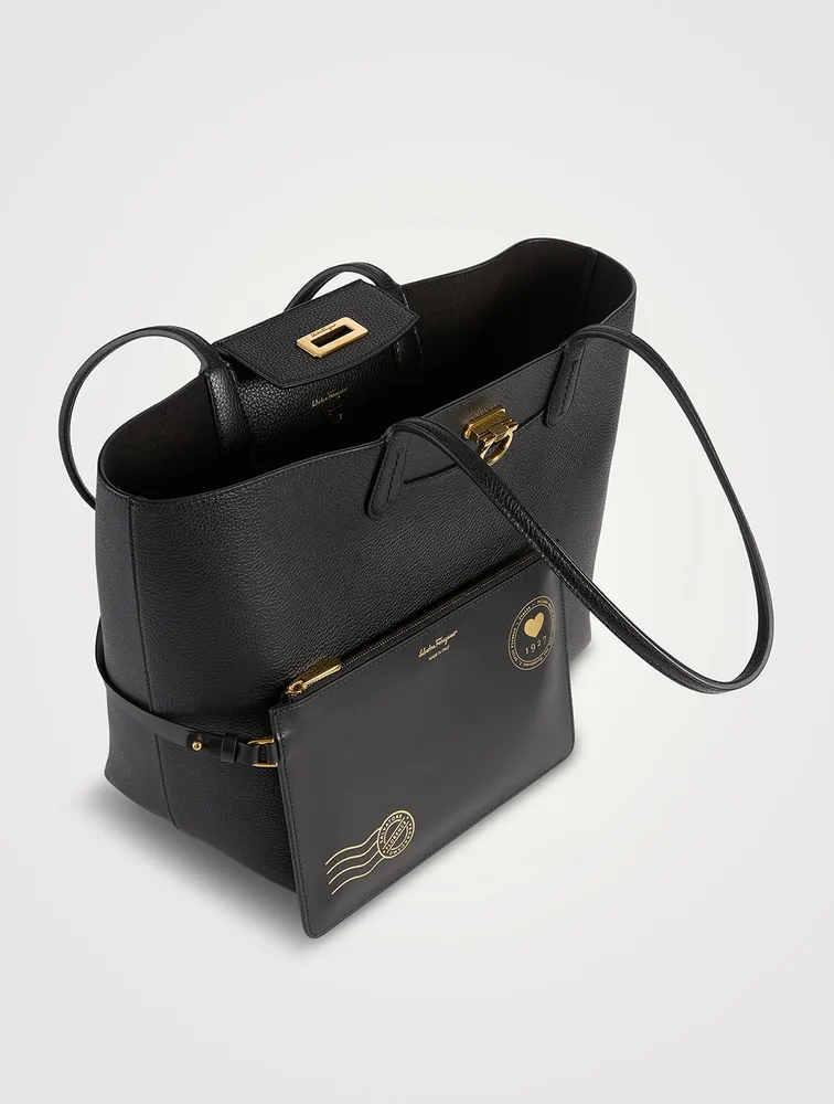 Gancini Leather Tote Bag