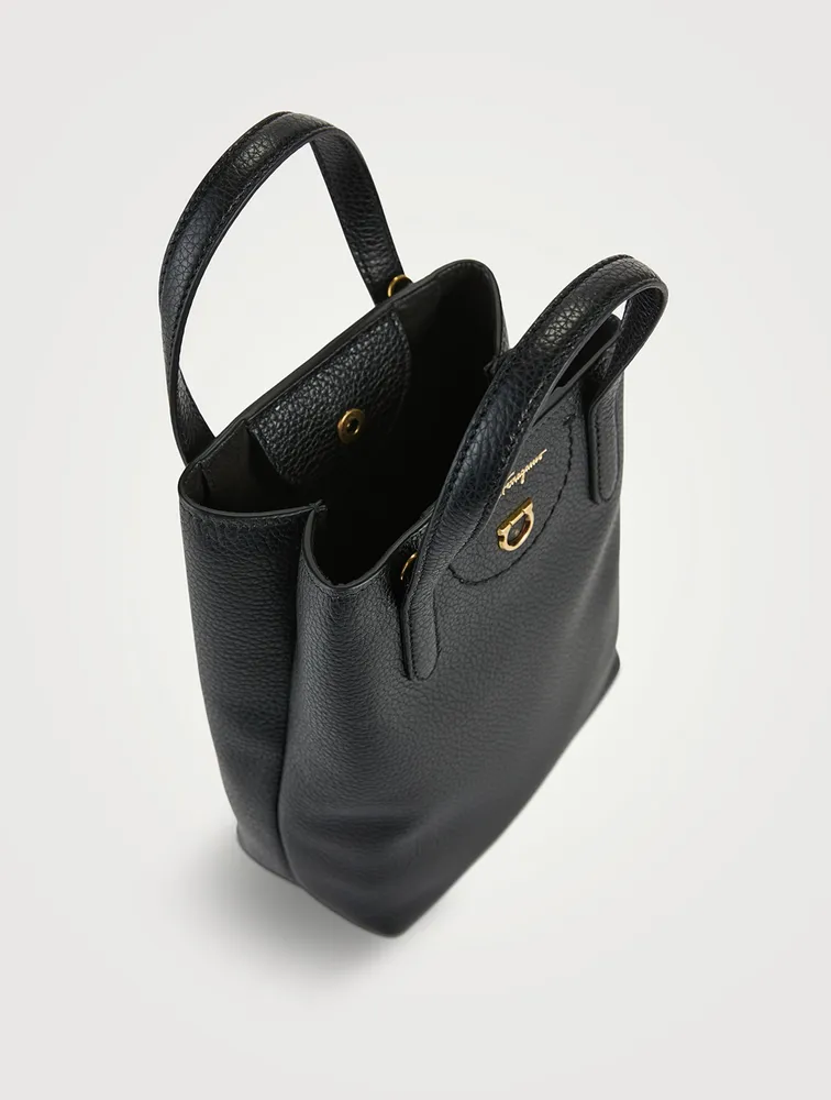Mini Gancini Leather Tote Bag
