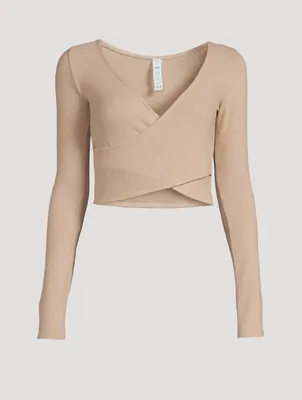 Amelia Cropped Long-Sleeve Wrap Top